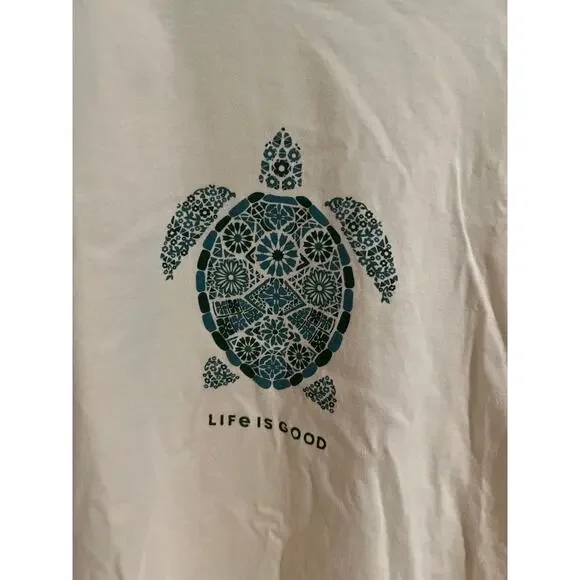 Life is Good Mosaic Turtle Short Sleeve Tee – Size XL – Putty (Cream) - Picture 2 of 4